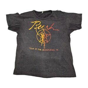 Rush T-Shirt Mens M Grey Tour of the Hemispheres 79' VTG 1979 Band Tee Starman